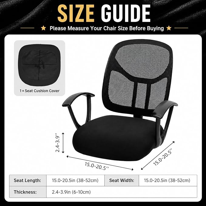 DIVA EN CAMINO DEC Stretchable Desk Office Chair Seat Cushion Covers - Universal Spandex Computer Chair Slipcover - Removable Washable Cushion Protectors for Dogs, Cats, Pets (Yellow)