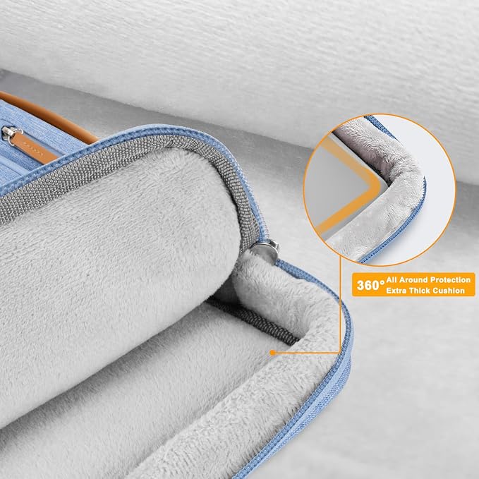 MOSISO 360 Protective Laptop Case 16 inch, 15-15.6 inch Laptop Sleeve Compatible with MacBook Pro 16, HP Acer Dell Lenovo ASUS, Side Open Carrying Case with 4 Zipper Pockets&Handle, Sky Blue