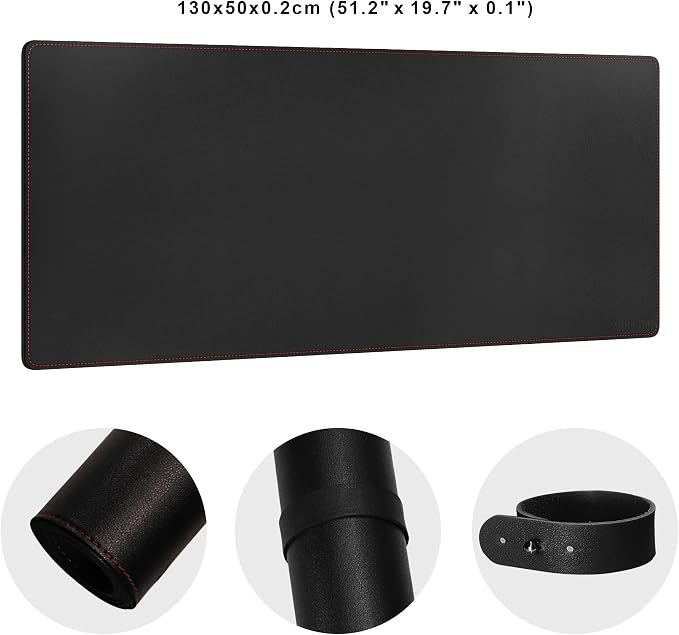 ZORESYN Desk Pad (51.2"x19.7"), PU Leather Desk Blotter Protector, Large Gaming Mousepad Desk Mat - Waterproof Non Slip Base Keyboard Extended Mouse Mat (Black)