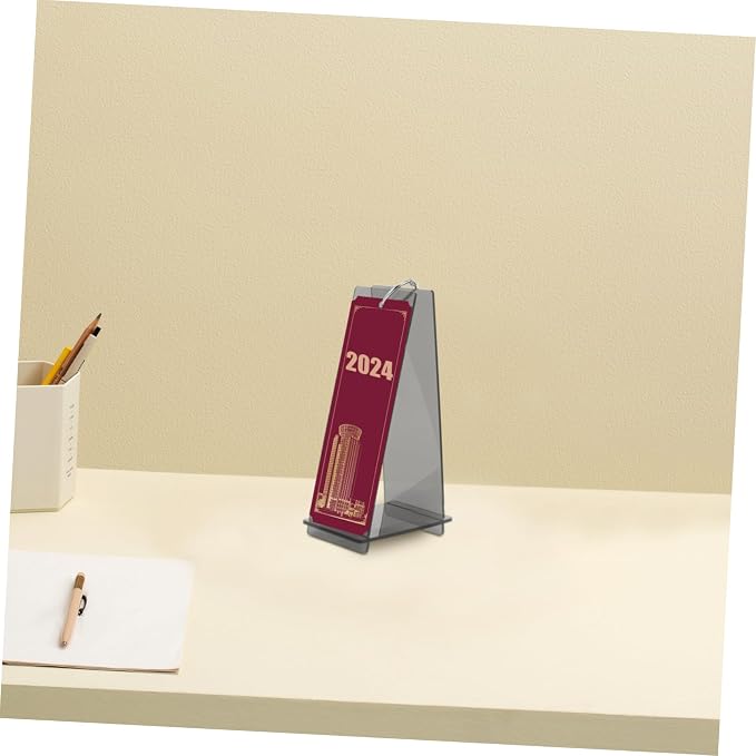 Uonlytech Dragon Year Acrylic Desk Calendar Stand Lightweight Portable Calendar Holder for Office Home School Display Rack Desktop Flip Calendar Bracket