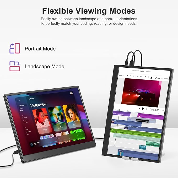 Portable Monitor 14 Inch 1200P USB-C HDMI Ultra-Slim Travel Monitor with Kickstand, Compatible with Xbox, Laptop, PC, Mac Phone, PS, Swich IPS Ultra-Thin Zero Frame Gaming Monitor