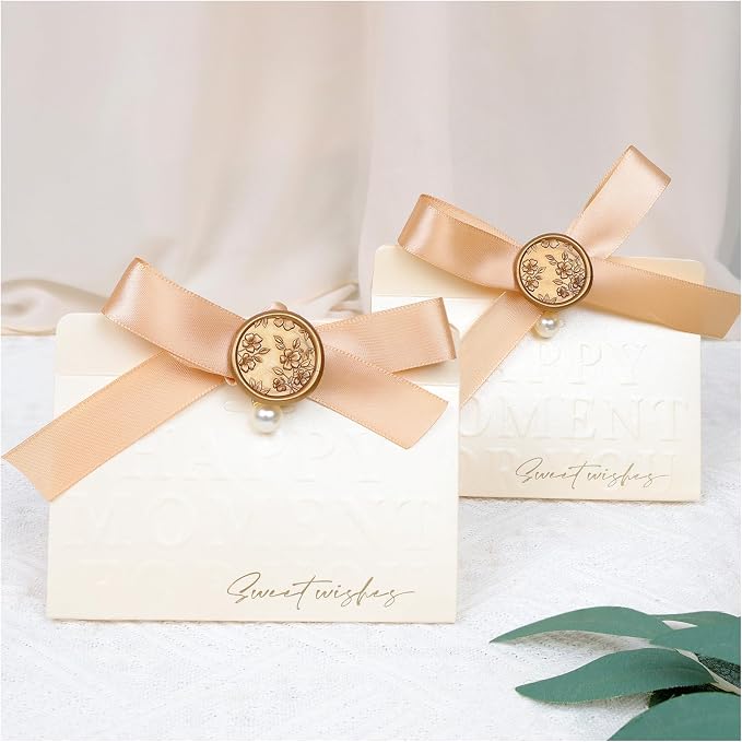 UNIQOOO Wax Seal Stickers - 3D Begonia Wedding Invitation Envelope Botanical Seal Stickers, 50 Pcs Self- Adhesive Antique Gold Stickers, Perfect for Invitation, Christmas, Gift Wrapping, Party