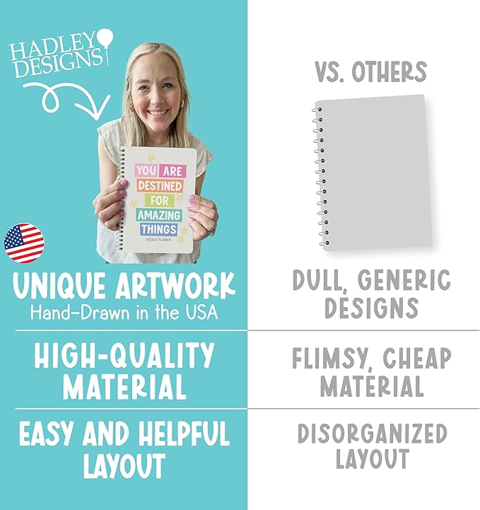 Undated Planner Weekly and Monthly - Spiral Undated Weekly Planner for Kids & Adults, Week Planners Habit Tracker, Goal Planners Notebook for Work, Agenda Planning Notebook