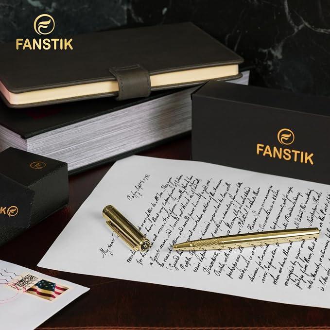 FANSTIK Gold Luxury Rollerball pen, fancy gift set for women, Real 24K Gold Plating, Professional executive pen gift set for men (Lux Rollerball Gld)