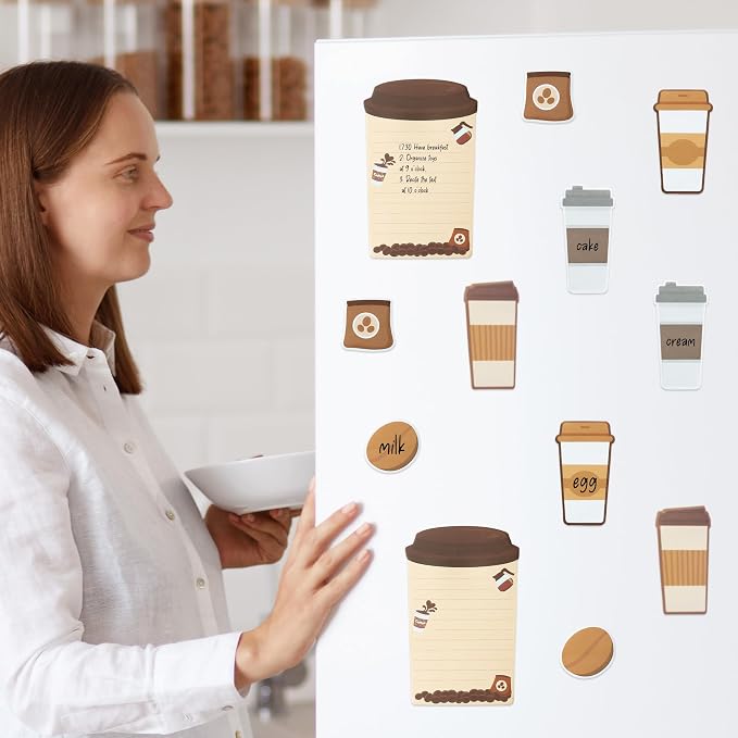 B1ykin Cute Sticky Notes Set - I Just Really Like Coffee Self-Stick Notes Pad, 550 Sheets Writing Memo Pages Sticky Notepad for Teacher Appreciation Gifts, School Office Party Favors Supplies (Coffee)