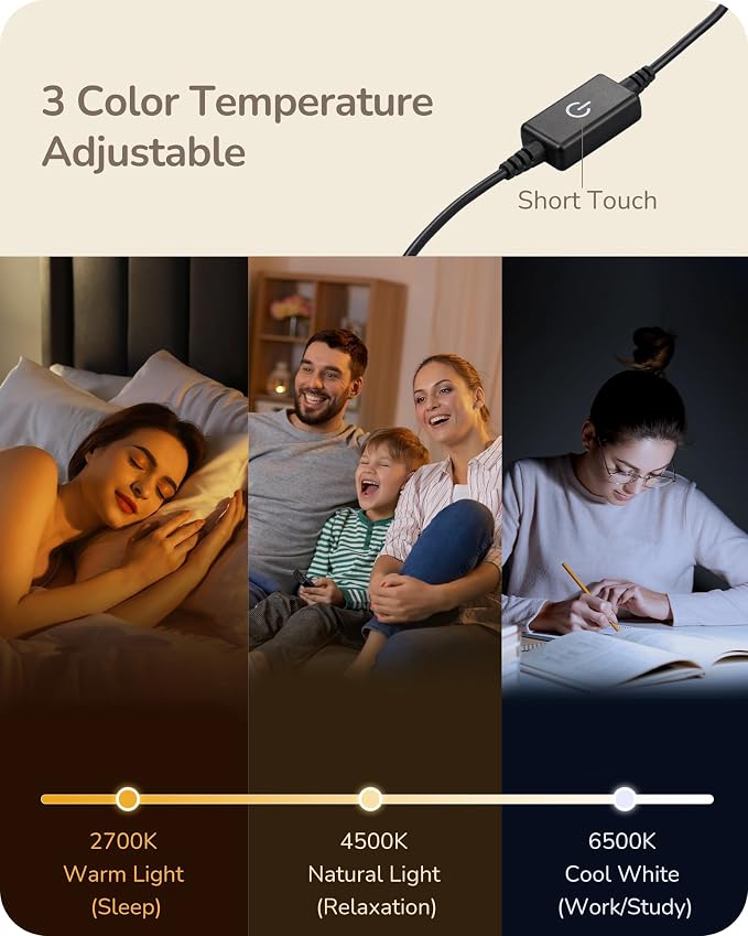 EDISHINE Upgraded LED Table Lamp, Stepless Dimmable Bedside Lamp with 3 Color Temperature, Modern Nightstand Lamp, Desk Lamp for Bedroom, Living Room, Corner, Gift, Metal Finish, Silver, 6W