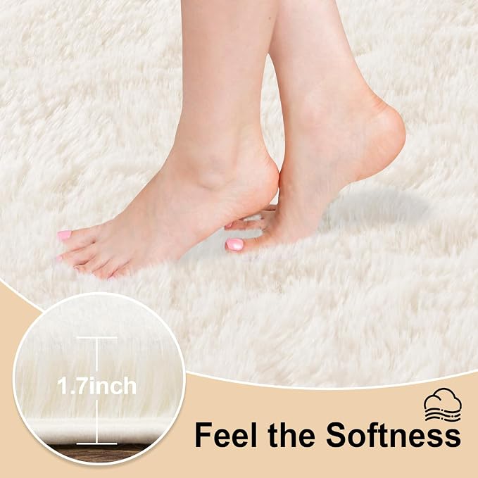 Mugorn Small Soft Shag Rugs for Bedroom, 3x5 Fluffy Area Rugs for Living Room