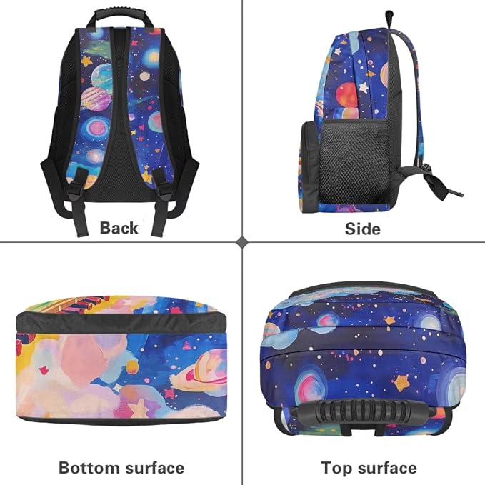 Rainbow Train Backpack Set for Girls, Cartoon Print School Backpack with Lunch Box, Pencil Case & Water Bottle Sleeve, 17 Inch Elementary Bookbag for Kids Ages 6-10