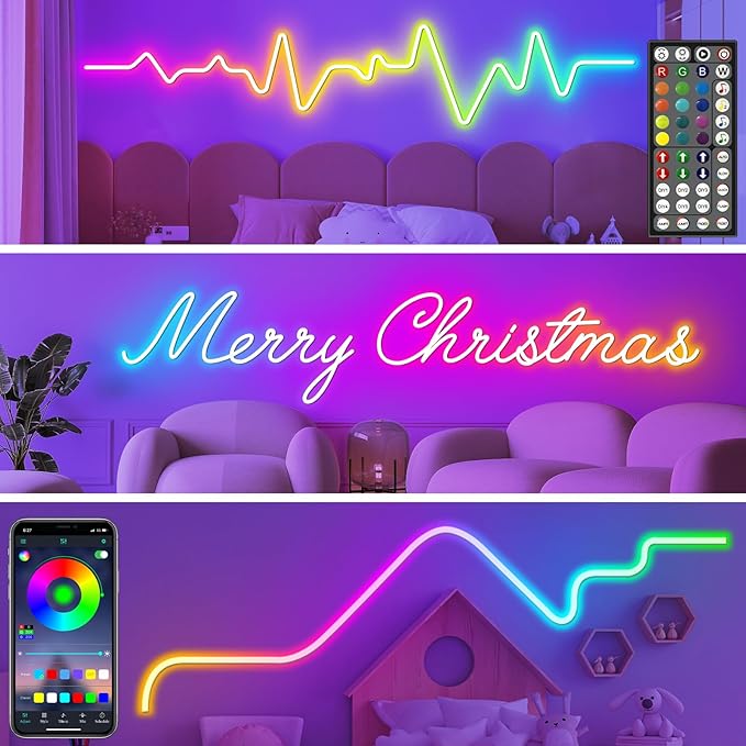 AILBTON 32.8Ft Neon Rope Lights,Flexible Led Rope Lights Control with App/Remote,Multiple Modes Music Sync Gaming RGB Led Neon Lights for Bedroom Outdoor