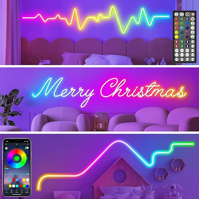 LETIANPAI 120Ft Neon Rope Lights,Flexible Led Rope Lights Control with App/Remote,Multiple Modes Music Sync Gaming RGB Led Neon Lights for Bedroom Outdoor