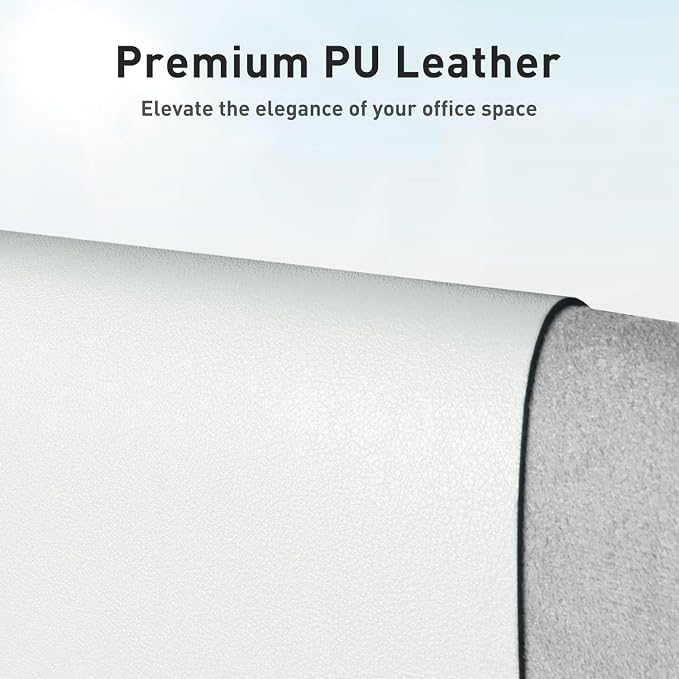 Aothia Faux Leather Desk Mat - Non-Slip PU Leather Desk Blotter, Waterproof Writing Surface, Large Desk Pad for Office & Home (Barely Grey, 55" x 24")