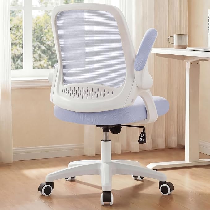 NEO CHAIR Office Desk Gaming Ergonomic Computer Chair with Lumbar Back Support Adjustable Height Swivel Rolling Wheels Flip-up Arms Mesh Chair for Home Vanity (Purple)