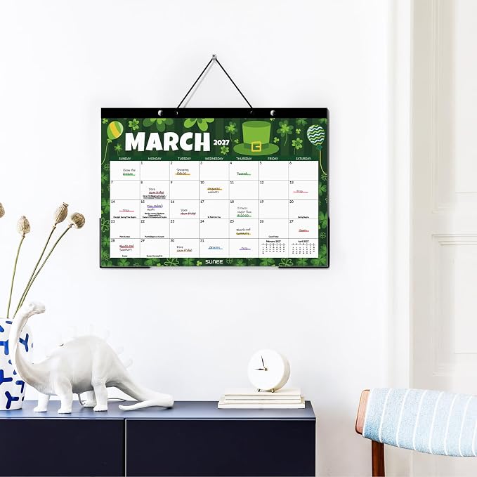 SUNEE Desk Calendar 2026-2027, 17" x 12", 18-Month Monthly Desk Calendar from Jul. 2026 - Dec. 2027, Academic Desk Calendar for Teacher, School, Seasons Color