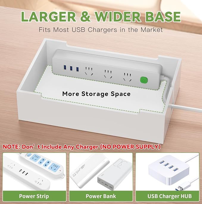 Pezin & Hulin Charging Station, Natural+White (No USB Charger and Cables) | Electronic Devices Organizer for Multiple Devices Charger Such As Cell Phone, Tablet, Watch and More - Bamboo