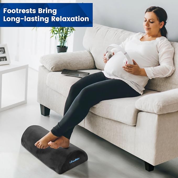 CloudBliss Foot Rest for Under Desk at Work,Office Desk Accessories with Soft Foam and Washable Removable Cover, Foot Stool for Office, Car, Home to Foot Support and Relax Ankles, Gray