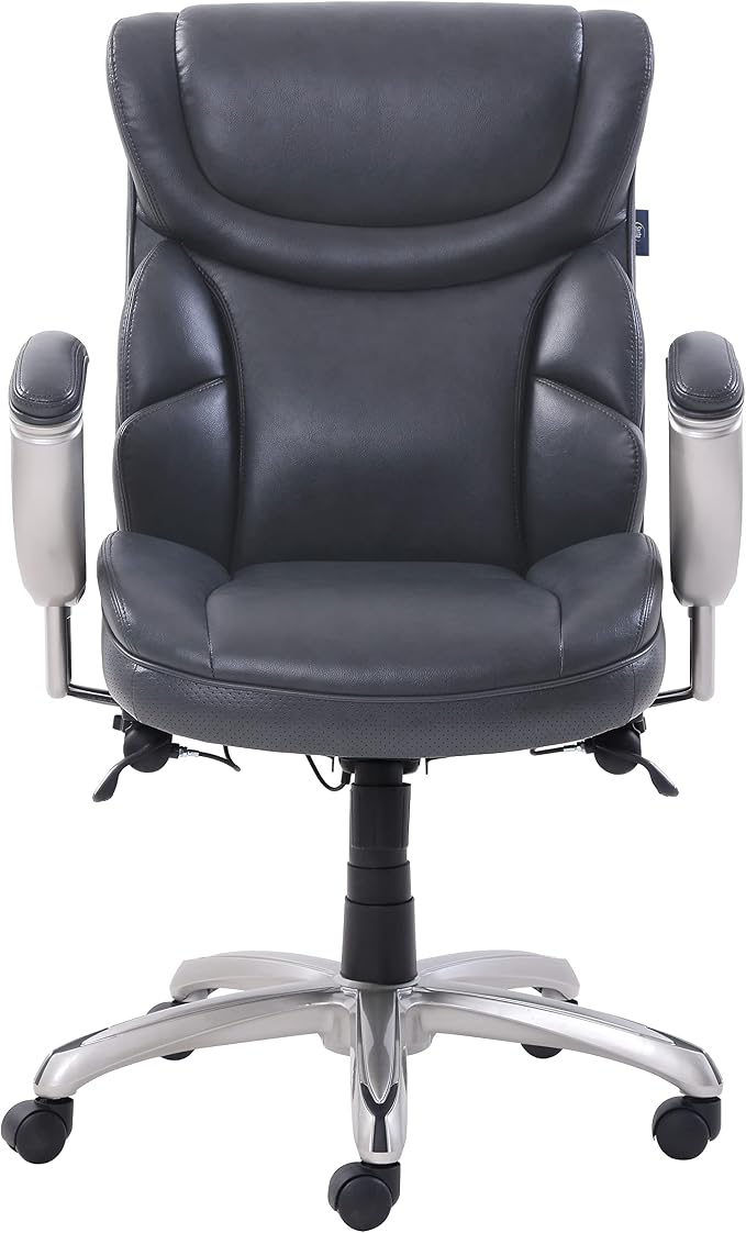 SertaPedic Emerson Task Chair, Supports Up to 300 Lb, 18.75" to 21.75" Seat Height, Gray Seat/Back, Silver Base