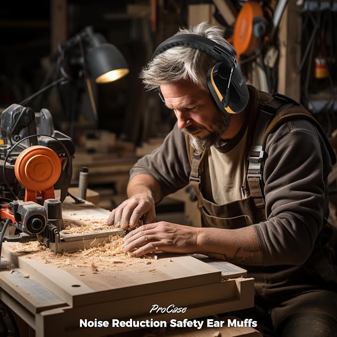 ProCase NRR 28dB Noise Reduction Ear Muffs, Foldable Adjustable Passive Noise Cancelling Headphones for Adults Kids Autism, Hearing Protection for Shooting, Construction, Mowing, Studying -Orange