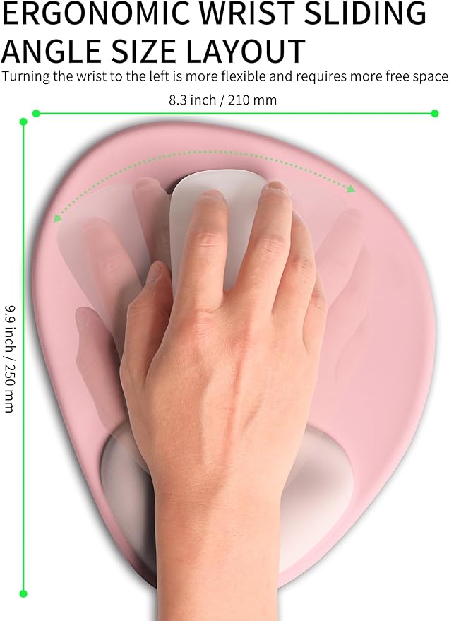 Palm-Rest and Wrist-Hugging Mouse Pad Wrist Rest, Ergonomic Wrist Support with Curve Fitting Cushioned Memory Foam for Carpal Tunnel Pain Relief, 9.9 x 8.3 Inch,Pink Serenity