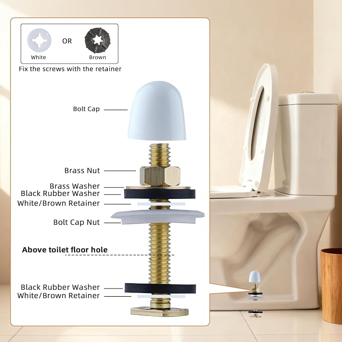 Hibbent 2 Pack Extra Thick Toilet Wax Ring Replacement Kit, Universal Toilet Seal Ring with Brass Bolts and Toilet Bolt Covers, PE Toilet Flange Fits 3 Inch and 4 Inch Drain Pipes