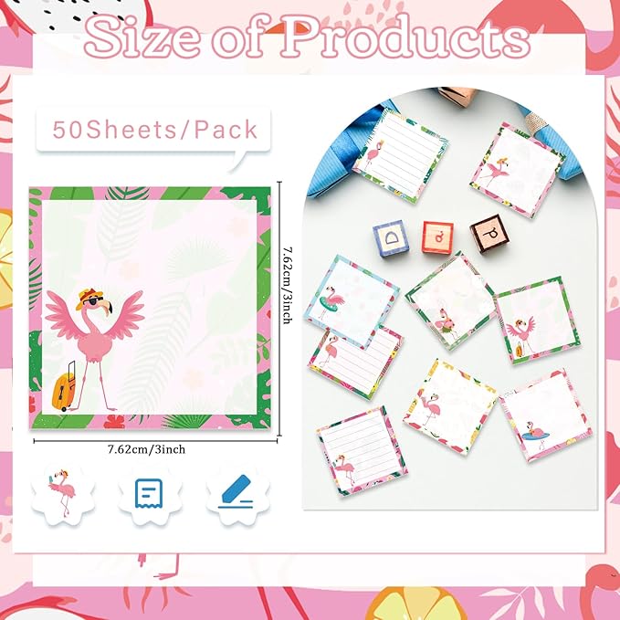 Flamingo Sticky Notes Gifts - 9 Pack Pink Flamingos Notepads 3x3 Inch Gifts, Summer Animals Memo Pads Office School Supplies for Friends Coworkers (450 Sheets)