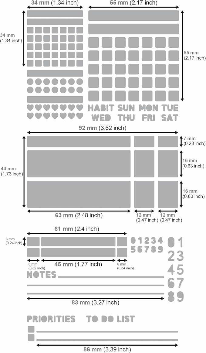 Aleks Melnyk No.423 Metal Stencil for Bullet Journaling, Bookmark, Planning, Banners, Lines, Lists, Planner Stamps, Habit Tracker, Dot Journal Stencil for Diary, Template, Scrapbook