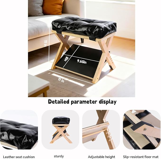 Adjustable Foot Rest for Under Desk at Work, Foot & Leg Rest | (Regular) 4-Level Wooden Ergonomic Footstool Base for Office, Gaming & Home