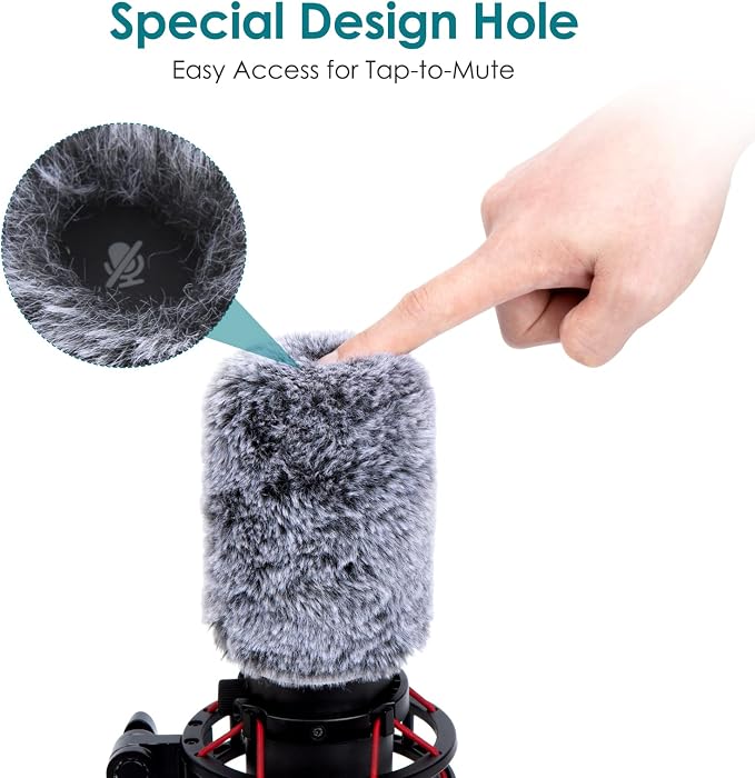 YOUSHARES QuadCast Mic Windscreen, Furry Wind Cover Compatible with HyperX QuadCast Mic and HyperX QuadCast S microfono for Filter Ambient and Breathing Winds