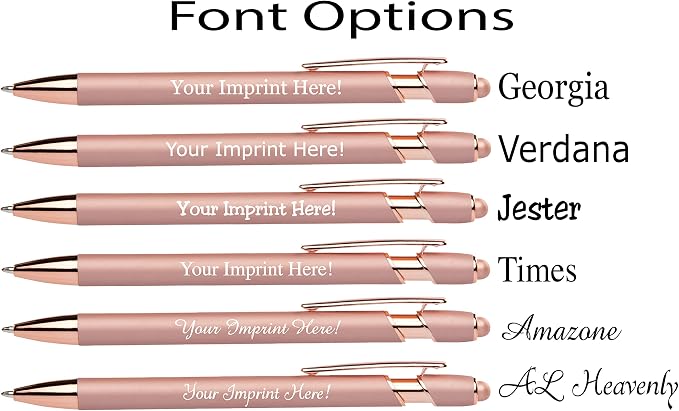 ExpressDesigns™ - Personalized Pens Gift Set - 2 Pack of Rose Gold Soft Touch Metal Pens w/gift box - Luxury Ballpoint Pen Custom Engraved with Name | Perfect for Him or Her (Rose)