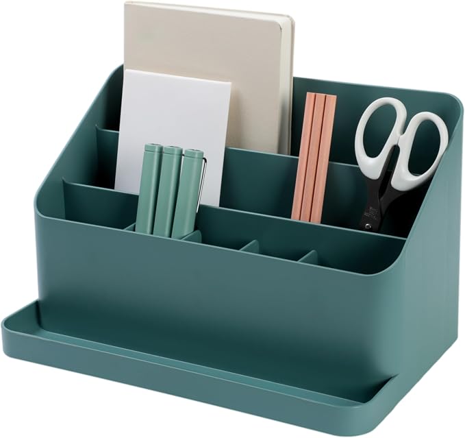 BLUE GINKGO Desk Organizer, Office Supplies, Green, Made in Korea | Multi-Compartment. Adjustable. Everyday Storage.