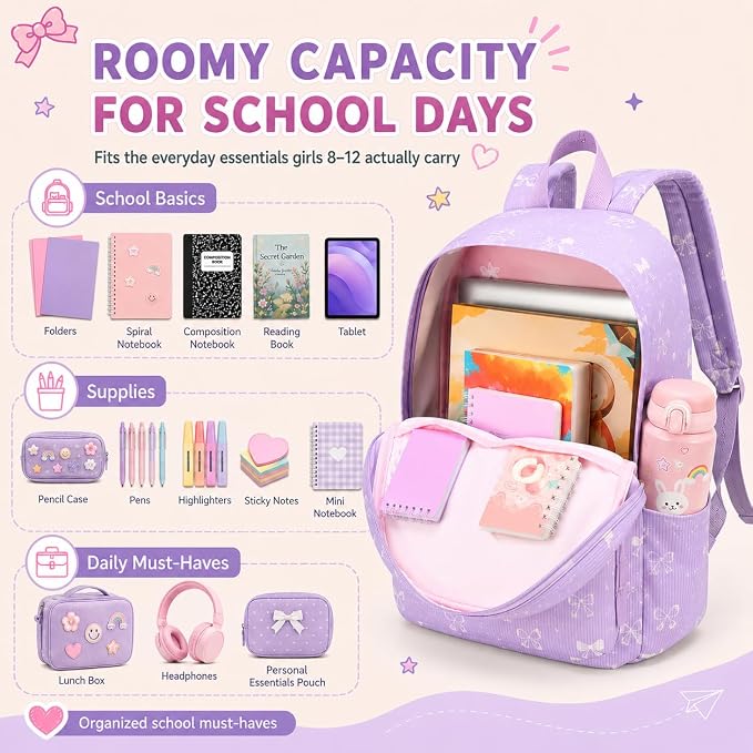 BTOOP School Backpacks for Teen Girls Bookbags Lightweight Kids Backpack School Bags Set with Lunch Box Pencil Case
