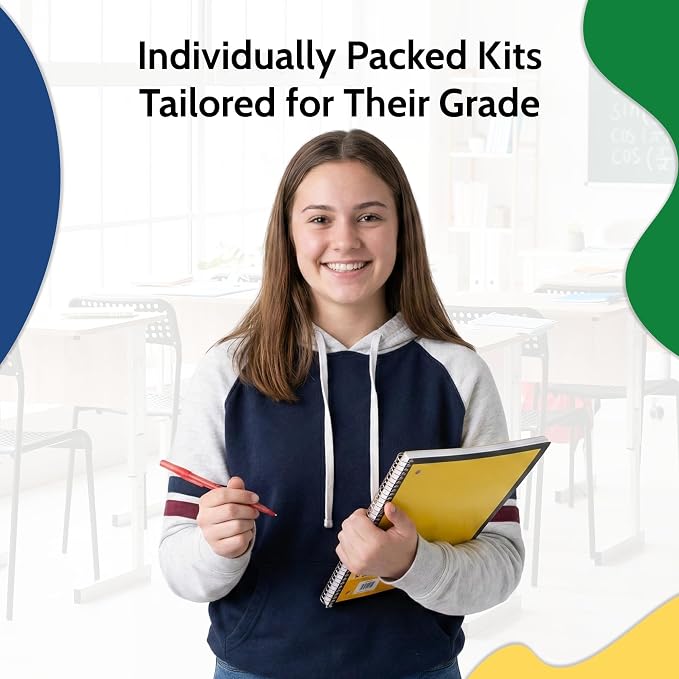 EPI Essentials Bulk School Supplies for Kids – 7th to 12th Grade School Supply Packs – College-Ruled Bundle with Classroom-Ready Standard List Essentials – 168 Boxes per Pallet