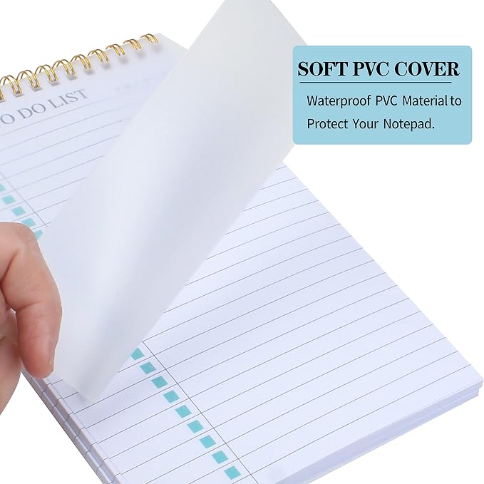 KAICN To Do List Notepad, Undated Daily Planner Notepad With To Do List Notebook Checklist Planner Spiral Waterproof Notepad for Office Supplies, School Planner, Green, 52 Sheets, 5.5"*8.3" A5 Size