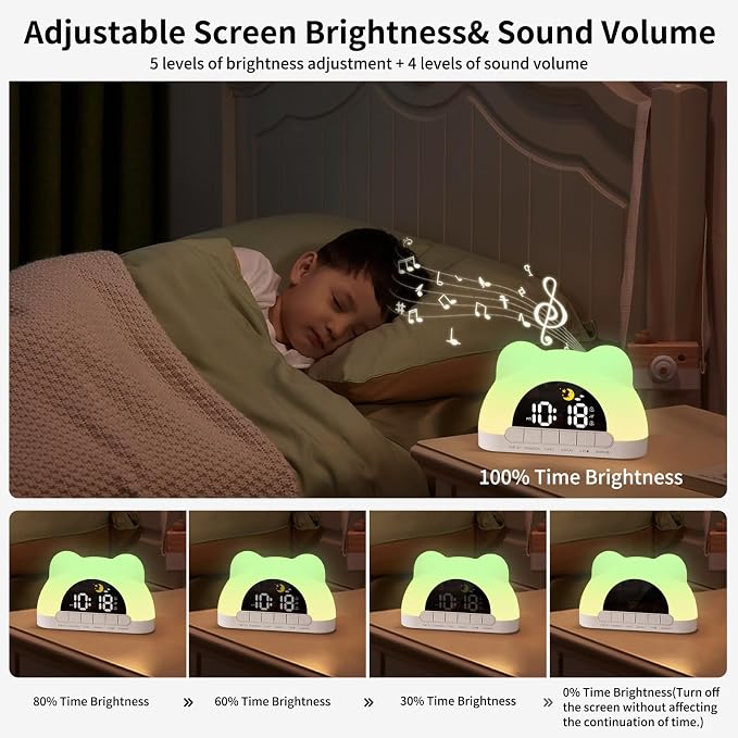 Wake Up Night Light Alarm Clock, Colorful LED Desk Clock, Gift for Kids