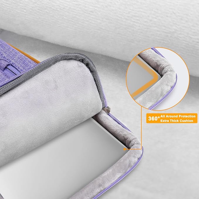 MOSISO 360 Protective Laptop Case 16 inch, 15-15.6 inch Laptop Sleeve Compatible with MacBook Pro 16, HP Acer Dell Lenovo ASUS, Side Open Carrying Case with 4 Zipper Pockets&Handle, Purple