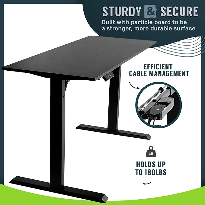 TechOrbits Electric Standing Desk Frame 60 x 24 Inch Tabletop - Motorized Workstation Two Leg Stand Up Desk with Memory Settings and Telescopic Sit Stand Height Adjustment (Black Frame/Wood BrownTop)