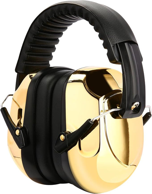 ProCase NRR 28dB Noise Reduction Ear Muffs, Foldable Adjustable Passive Noise Cancelling Headphones for Adults Kids Autism, Hearing Protection for Shooting, Construction, Mowing -Metalic Gold