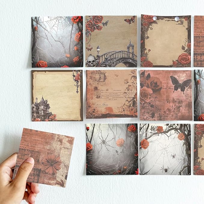 9 PCS Retro Sticky Notes 3x3 Cute and Aesthetic Post it Notes Self-Stick Note Pads for School, Office, and Home - Ideal Gifts for Teachers, Women, and Coworkers (Gothic Romance)