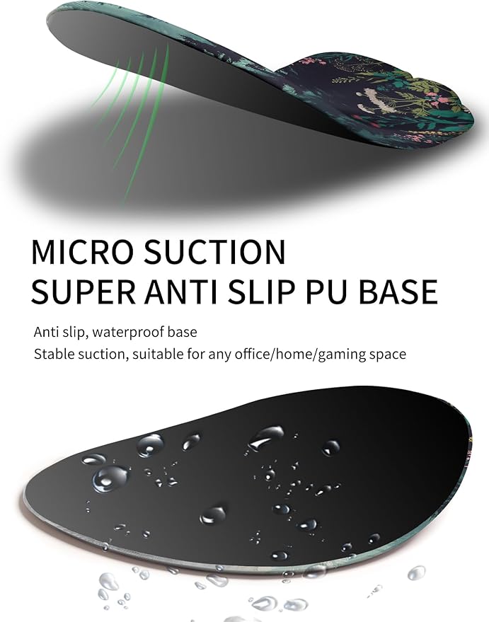 Palm-Rest and Wrist-Hugging Mouse Pad Wrist Rest, Ergonomic Wrist Support with Curve Fitting Cushioned Memory Foam for Carpal Tunnel Pain Relief, 9.9 x 8.3 Inch, Misty Forest