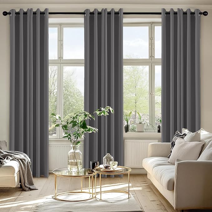 MIULEE Blackout Curtains for Bedroom Living Room 2 Panels, Thermal Insulated Room Darkening Drapes Grommet Noise Reducing Light Blocking Window Treatments 84 Inches Long 40x84 Inch Gray
