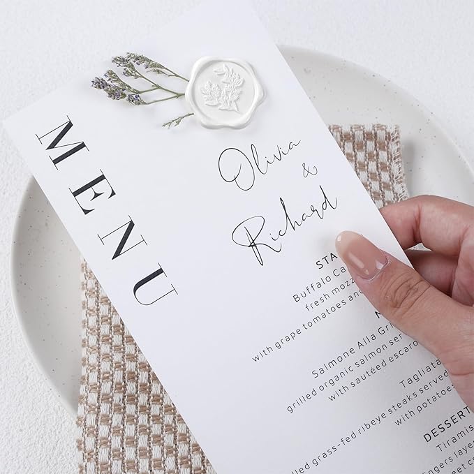 UNIQOOO Wax Seal Stickers - Eucalyptus Wedding Invitation Envelope Seal Stickers, 50 Pcs Self- Adhesive Snow White Stickers, Perfect for Invitation, Christmas, Gift Wrapping
