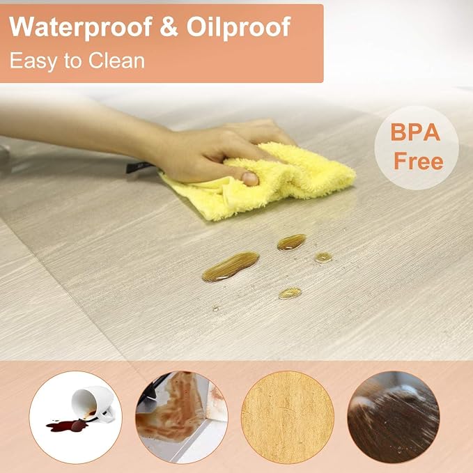 NATRKE Clear Desk Mat Pad, 27.6"x15.7" Large Transparent Computer Desk Mat Plastic Desktop Protector, PVC Writing Pad with Round Edge, Waterproof Wipeable Non-Slip Table Protector for Home Office