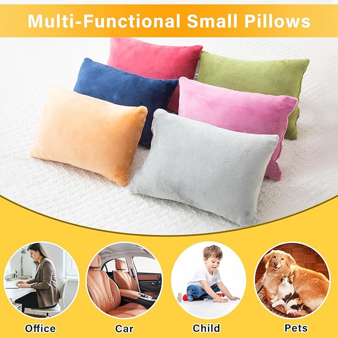 1 MIDDLE ONE 2 Pack Small Pillow, Memory Foam Mini Pillow 11 X 7 Inches for Travel, Sleeping, Nap and Neck, Knee, Lumbar Support, Tiny Cushion for Pet, Dogs (Purple)