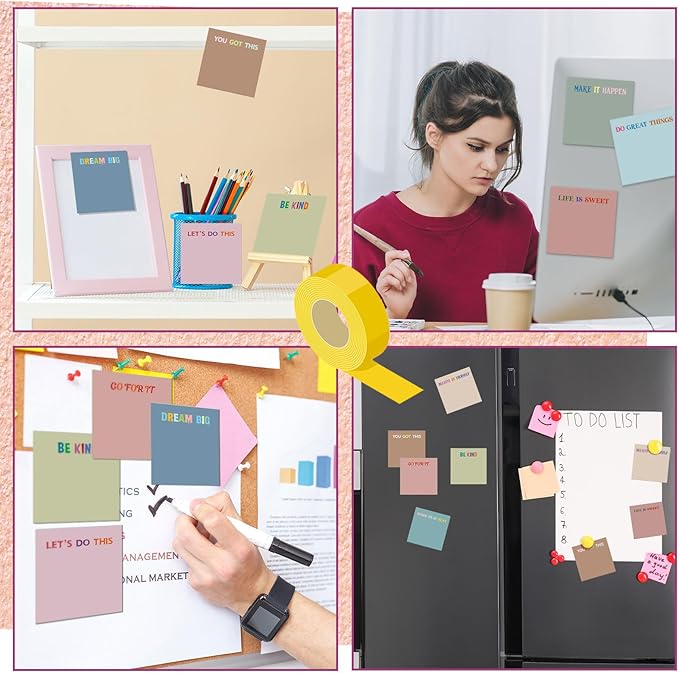 Yinder 24 Pcs Inspirational Sticky Notes Thank You Gift Motivational Sticky Note Pad Employee Appreciation Gift Bulk for Staff Coworker Teacher Nurse Office Groups 3 x 3'' (Motivational,Morandi Color)
