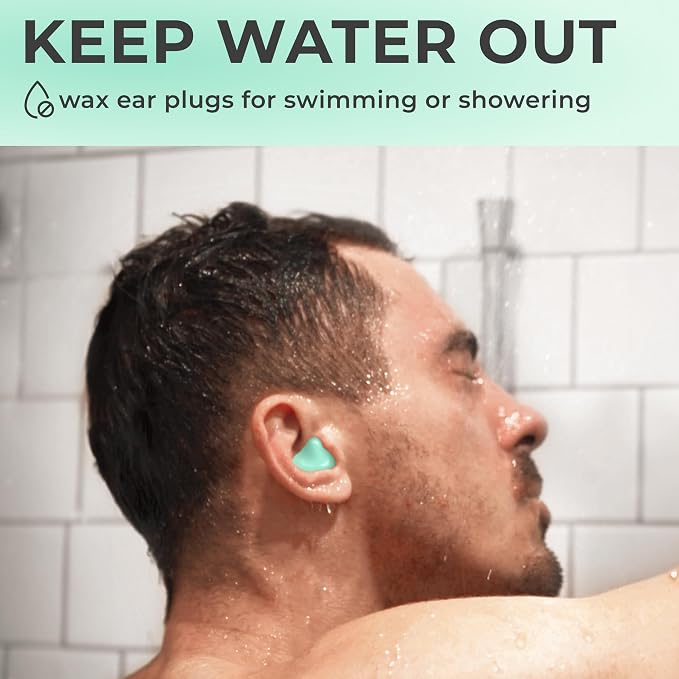 Peace&Quiet PQ Wax Ear Plugs for Sleeping, Swimming - 50 Soft Noise Cancelling Silicone Gel Wax Earplugs for Sleep and Swimmers, Ear Protection with Sound Blocking Level of 32 Db, Green