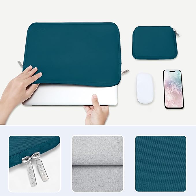 MOSISO Laptop Case 15 inch, 15 inch Laptop Sleeve Bag Compatible with MacBook Air M5 A3448 M4 A3241 M3 A3114 M2 A2941 2026-2023, Dell XPS, Neoprene Computer Sleeve Bag with Small Case, Deep Teal