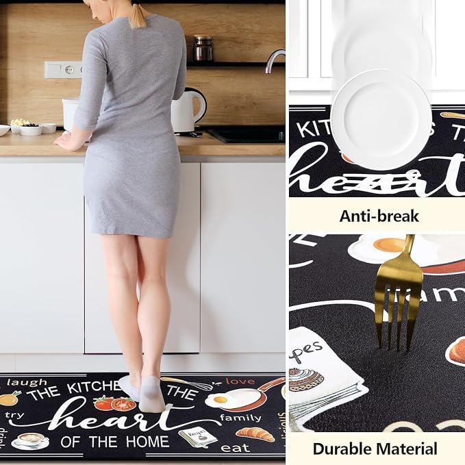Yamaziot Anti Fatigue Kitchen Rug Set of 2, Non-Slip Cushioned Floor Mats | 20" x 59"+20" x 32", Waterproof Farmhouse Cushioned Comfort Standing Desk Mat with Runner for Sink, Office, Laundry