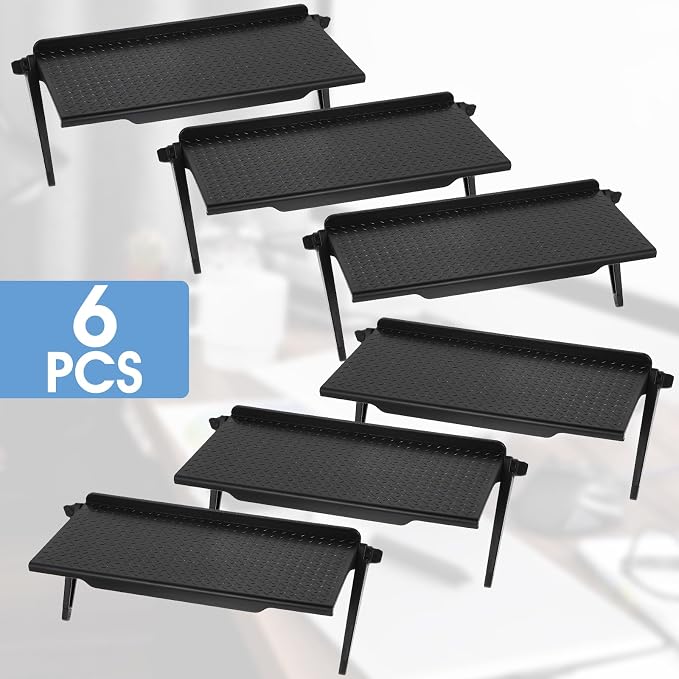 6 Pieces TV Top Screen Shelf Adjustable Monitor Shelf Plastic TV Video Game Storage Game Console Black Router Stand Audio Video Shelving for Media Boxes Router(11.8 x 4.5 inch)