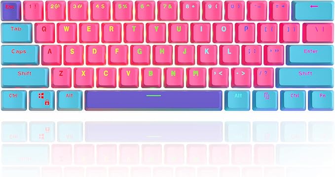GTSP PBT Backlit Keycaps 60 Percent with 6.25U Space Bar OEM Profile for Cherry MX Switch Mechanical Gaming Keyboard (Zhri)