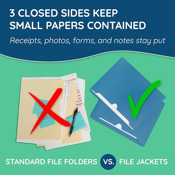 Blue Summit Supplies 2 Inch File Jackets, Expandable Folders, Heavy Duty 2 Inch Expansion Pocket File Folders Letter Size, Assorted Colors, Reinforced Straight Cut Tab,25 Pack