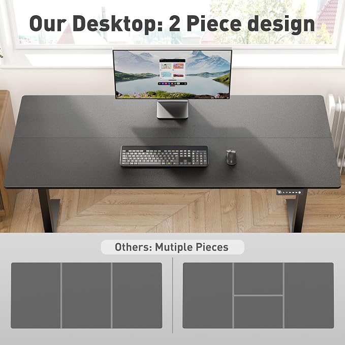 63x24 in Electric Standing Desk,Adjustable Height with Wheels,Black | Spliced Desktop,27.9"–46.8" Height Range,4 Memory Presets,Lockable Wheels,Headphone Hook,Sit Stand Desk,Home Office